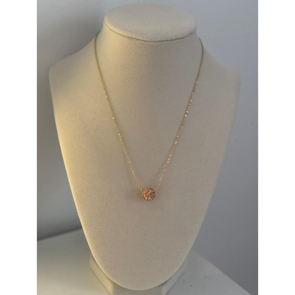Rose Gold Crystal Ball Necklace Dainty Minimalist Pendant Gift Women - Picture 3 of 6
